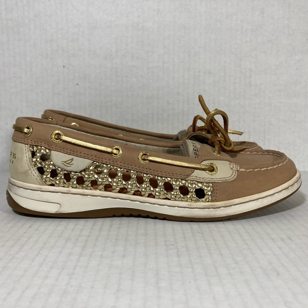 Sperry Top-Sider Angelfish Cane Leather Gold Beach Boat Deck Shoes Sz 7 9432212